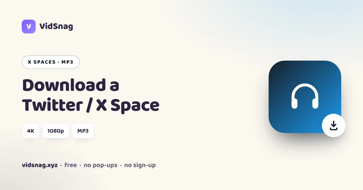 How to download a Twitter (X) Space as an MP3 with VidSnag