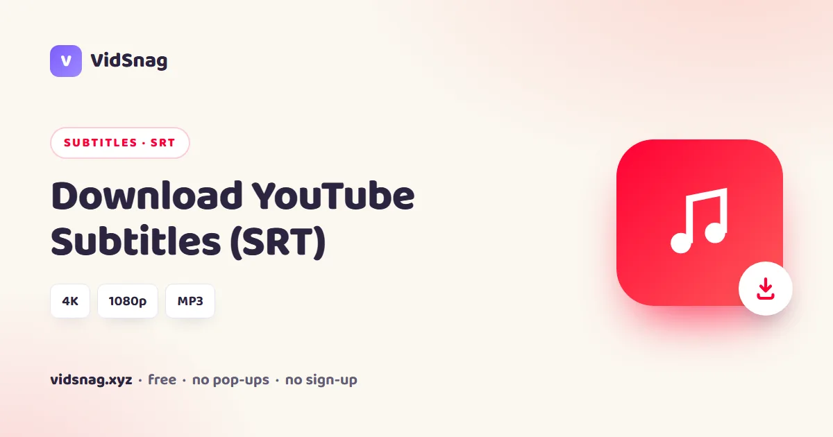 How to download YouTube subtitles as an SRT file with VidSnag