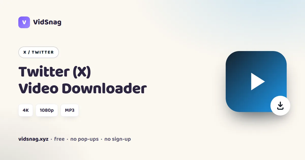 VidSnag, a free Twitter and X video downloader for Windows
