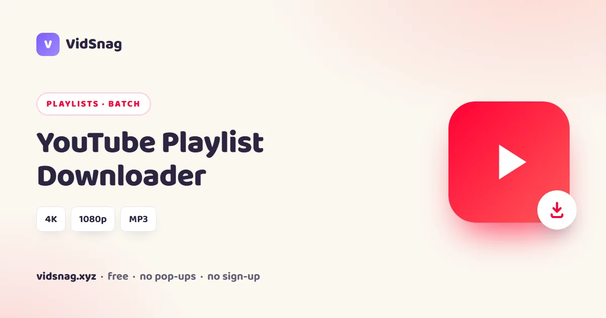 VidSnag, a free YouTube playlist downloader for Windows